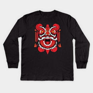 Lion dance with typical feathers Kids Long Sleeve T-Shirt